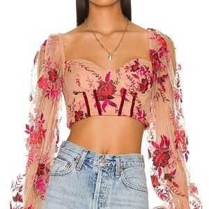 Cassia Floral Embroidered Crop Top